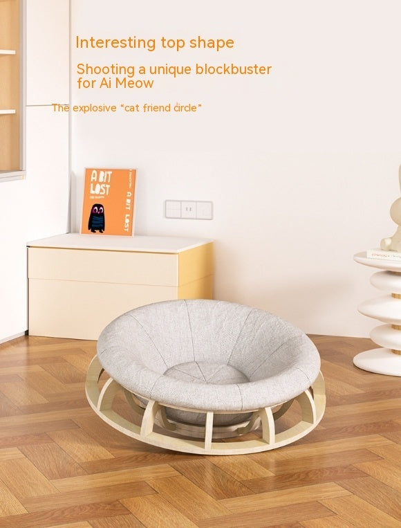 HKM-5471549 Cozy Four Seasons Wooden Cat Nest for Winter Comfort
