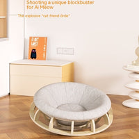 HKM-5471549 Cozy Four Seasons Wooden Cat Nest for Winter Comfort