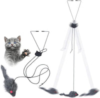 HKM-547155 Interactive Feather Cat Teaser Toy - Adjustable Hanging Play Accessory for Indoor Cats and Kittens