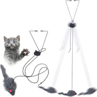 HKM-547155 Interactive Feather Cat Teaser Toy - Adjustable Hanging Play Accessory for Indoor Cats and Kittens