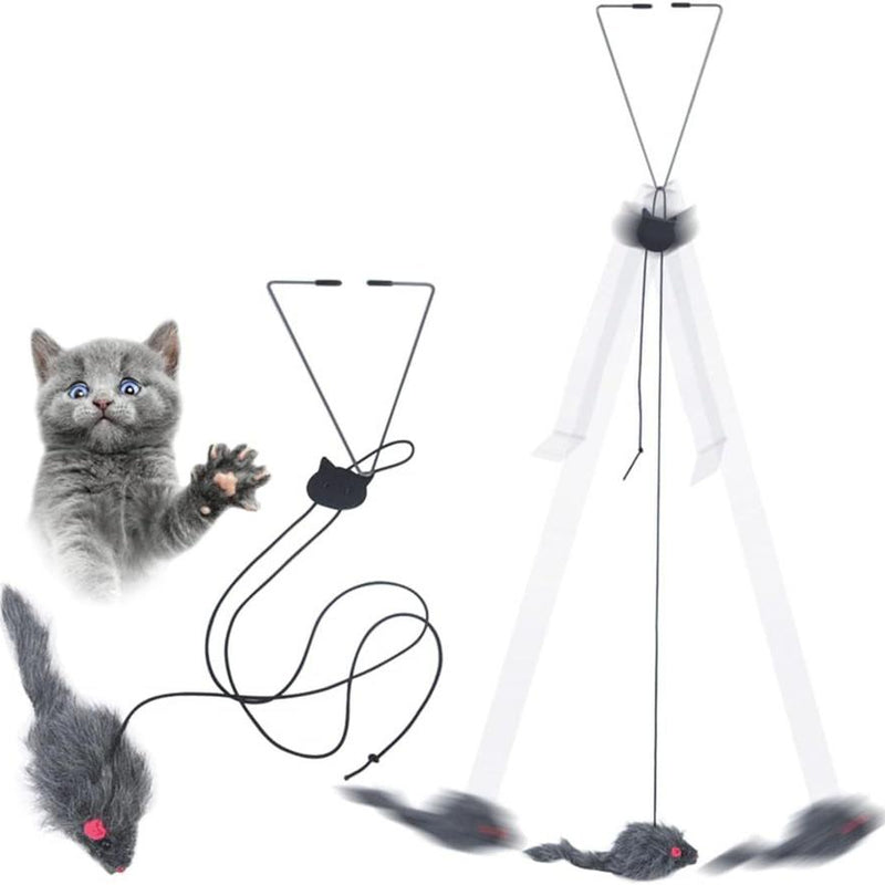 HKM-547155 Interactive Feather Cat Teaser Toy - Adjustable Hanging Play Accessory for Indoor Cats and Kittens