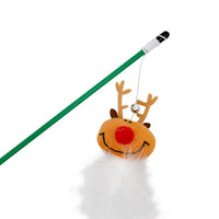 HKM-5472317 Funny Cat Stick with Plastic Old Man Reindeer and Fur Ball - Perfect for Pet Playtime