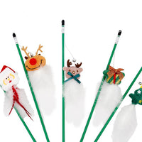 HKM-5472317 Funny Cat Stick with Plastic Old Man Reindeer and Fur Ball - Perfect for Pet Playtime