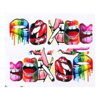 HKM-547283 European Style Nail Art Water Transfer Stickers - Sexy Red Lips & Tongue Design, STZ-756A to STZ-763F