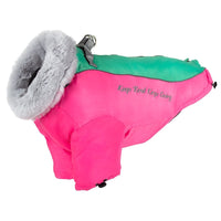 HKM-5473085 Warm Windproof Dog Coat for Large Dogs - Thickened Two-Legged Design in Pink, Blue, Black, Yellow
