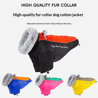HKM-5473085 Warm Windproof Dog Coat for Large Dogs - Thickened Two-Legged Design in Pink, Blue, Black, Yellow