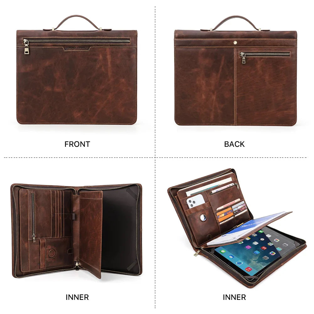 HKM-547347 Leather Tablet Case for iPad Pro 12.9 - Zipper Briefcase Portfolio CF2035R