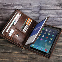 HKM-547347 Leather Tablet Case for iPad Pro 12.9 - Zipper Briefcase Portfolio CF2035R