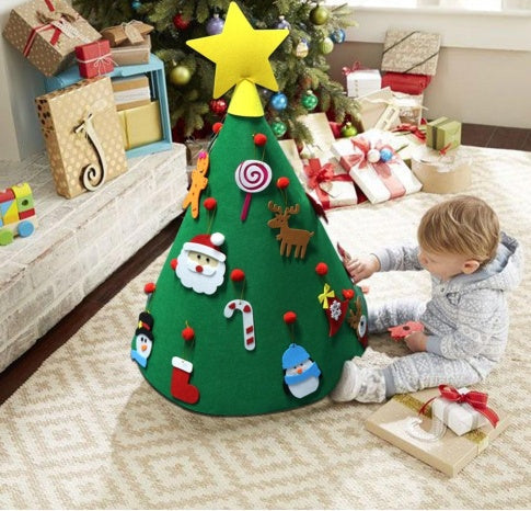 HKM-547411 Handmade Felt Christmas Tree Pendant for Kids - 3D DIY Puzzle Decor