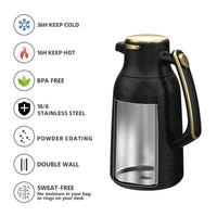 HKM-547411 Vacuum Insulated Stainless Steel Tea and Coffee Pot - 2L Capacity, Available in Black, White, Silver