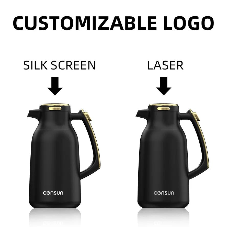 HKM-547411 Vacuum Insulated Stainless Steel Tea and Coffee Pot - 2L Capacity, Available in Black, White, Silver