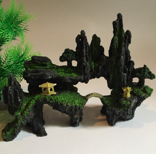 HKM-547475 Realistic Synthetic Resin Rockery Decoration for Aquariums - 15x11x14cm, 24.5x8x17cm Options Available