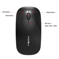 HKM-547475 Rechargeable Wireless Mouse M60 - Ergonomic Design, 2.4GHz Connection, 800-1600 DPI, ABS Material, Mute Operation, Black
