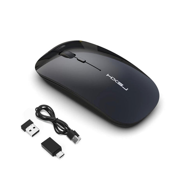 HKM-547475 Rechargeable Wireless Mouse M60 - Ergonomic Design, 2.4GHz Connection, 800-1600 DPI, ABS Material, Mute Operation, Black