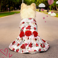HKM-5474877 Cute Printed Skirt for Dogs and Cats in Pink Love Heart, Red Rose, and Rose Red Cherry