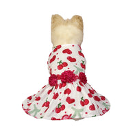 HKM-5474877 Cute Printed Skirt for Dogs and Cats in Pink Love Heart, Red Rose, and Rose Red Cherry
