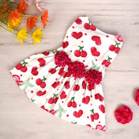 HKM-5474877 Cute Printed Skirt for Dogs and Cats in Pink Love Heart, Red Rose, and Rose Red Cherry