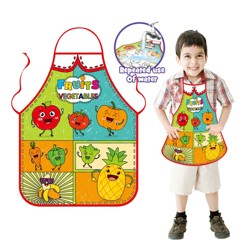 HKM-547603 Reusable Drawing Apron for Kids with 12 Color Pens - Perfect for Early Childhood Art Activities