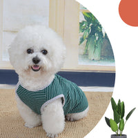 HKM-5477821 Pure Cotton Striped Knitted Dog Vest in Red and Green, Sizes XS to 5XL