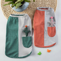 HKM-5477821 Pure Cotton Striped Knitted Dog Vest in Red and Green, Sizes XS to 5XL