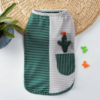 HKM-5477821 Pure Cotton Striped Knitted Dog Vest in Red and Green, Sizes XS to 5XL