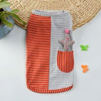 KFX-5477821 Pure Cotton Striped Knitted Dog Vest in Red and Green, Sizes XS to 5XL