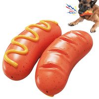 HKM-5478077 Dog-Safe TPR Molar Rod Toy - Hot Dog Sausage Design