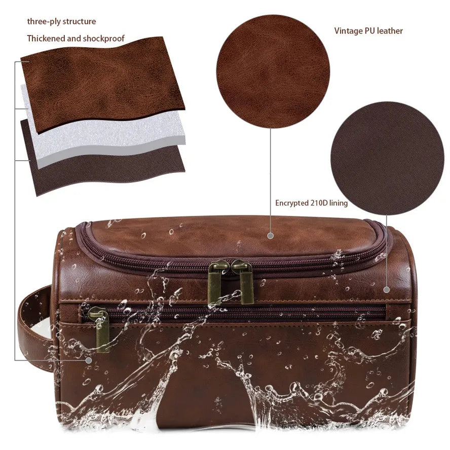 HKM-547859 Large Capacity Waterproof PU Leather Cosmetic Bag for Travel and Storage