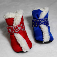 HKM-5479869 Waterproof Cotton Snow Boots for Pets - Padded Winter Shoes in Red and Blue, Sizes 1# to 4#