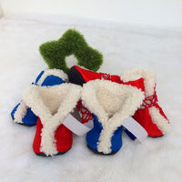HKM-5479869 Waterproof Cotton Snow Boots for Pets - Padded Winter Shoes in Red and Blue, Sizes 1# to 4#