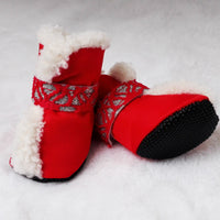 HKM-5479869 Waterproof Cotton Snow Boots for Pets - Padded Winter Shoes in Red and Blue, Sizes 1# to 4#
