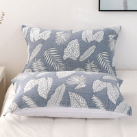 HKM-548115 Nordic Style Cotton Pillow Towels in Leaf Patterns - Available in Yellow and Blue