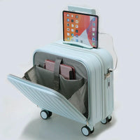 HKM-548179 Front Opening Expandable Travel Suitcase with Laptop Compartment and Pull Rod Design