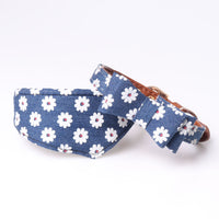 HKM-5484989 Adjustable Bowknot and Triangle Collar Bib Set in Blue - PU Material, Multiple Sizes Available