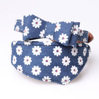 HKM-5484989 Adjustable Bowknot and Triangle Collar Bib Set in Blue - PU Material, Multiple Sizes Available