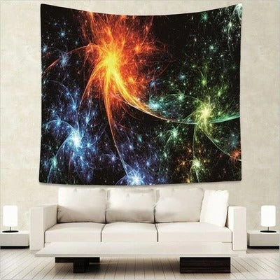 HKM-548499 Solar Flare Printed Wall Tapestry - 100% Polyester, Machine Washable, Decorative Home Accent