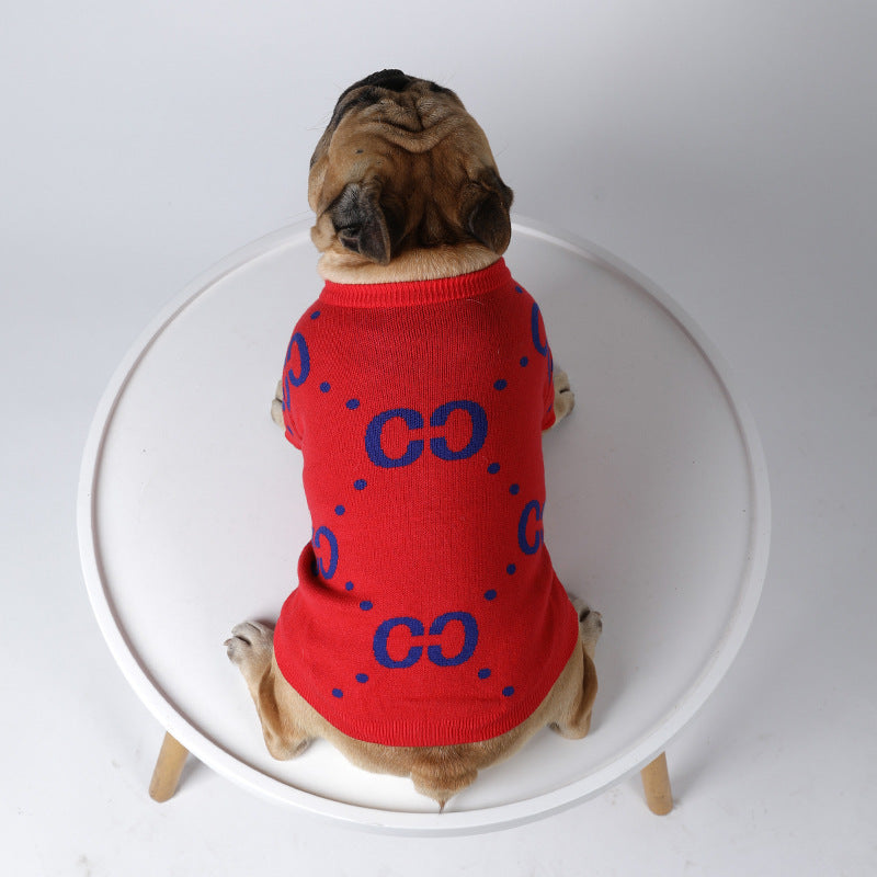 HKM-5486781 Thick Red Wool Pet Sweater for Autumn and Winter - Sizes S to XXL