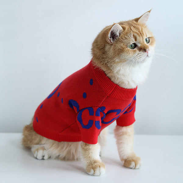 HKM-5486781 Thick Red Wool Pet Sweater for Autumn and Winter - Sizes S to XXL