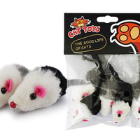 HKM-5488445 Natural Rabbit Fur Fake Mouse Cat Toy - 5 Pack