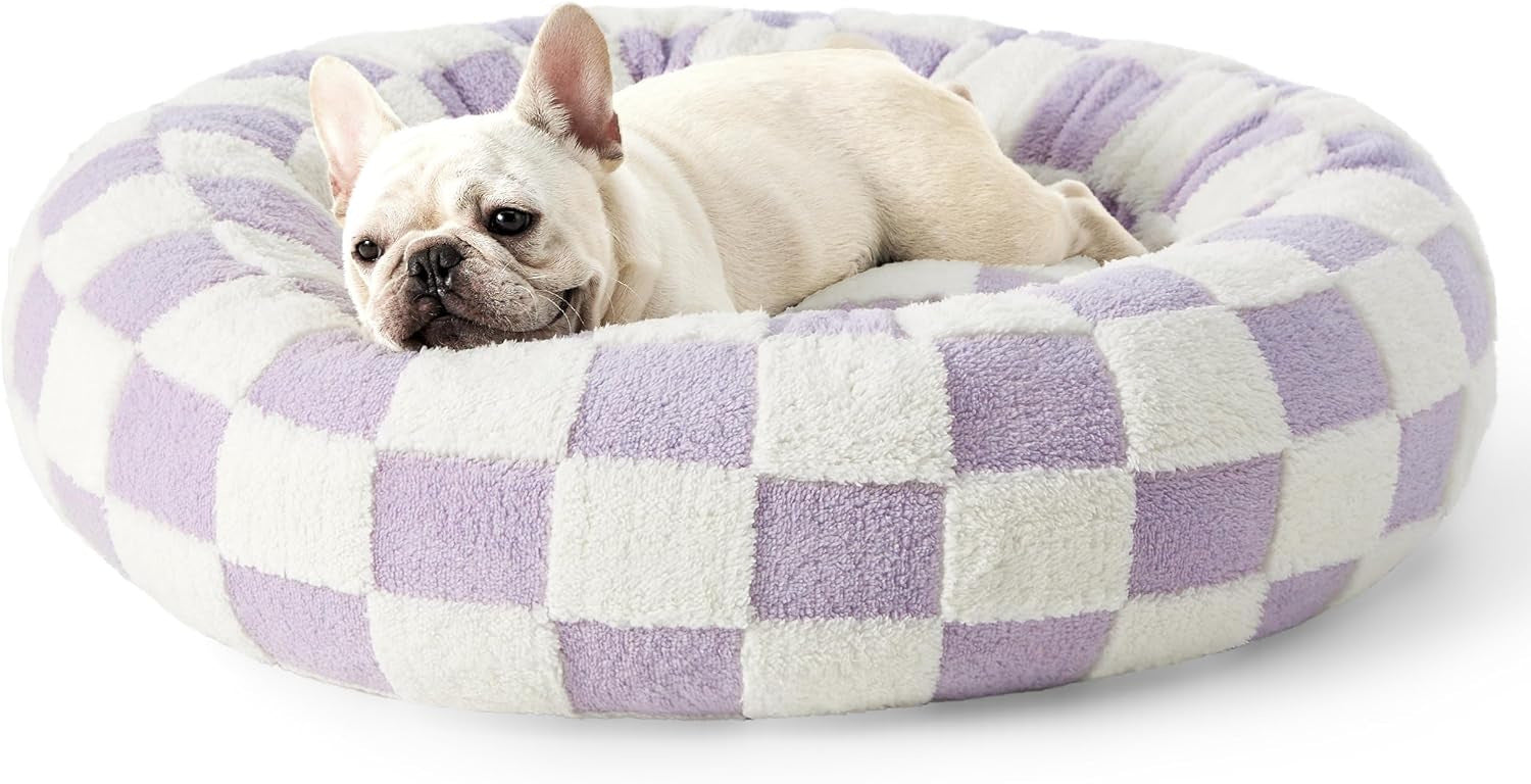 HKM-5488829 Cozy Round Universal Pet Bed in Various Plaid Patterns for Dogs