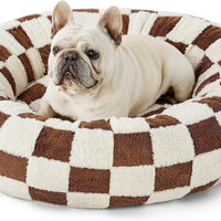 HKM-5488829 Cozy Round Universal Pet Bed in Various Plaid Patterns for Dogs