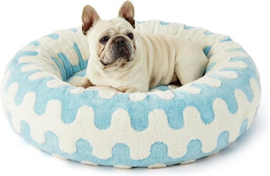 HKM-5488829 Cozy Round Universal Pet Bed in Various Plaid Patterns for Dogs