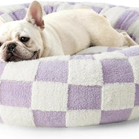 HKM-5488829 Cozy Round Universal Pet Bed in Various Plaid Patterns for Dogs