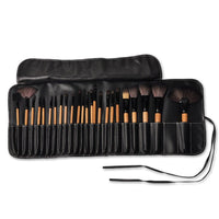 HKM-549011 24-Piece Makeup Cover Brush Set with PU Leather Bag and Wooden Handle