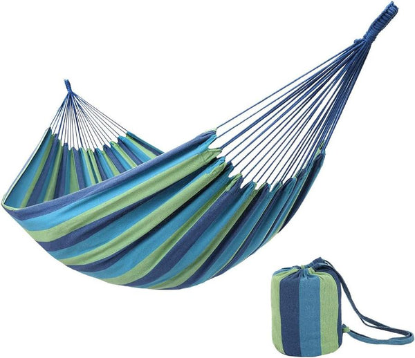 HKM-549139 Extra Long & Wide Double Hammock for Camping, Travel, Backyard, and Indoor Use with Carrying Pouch