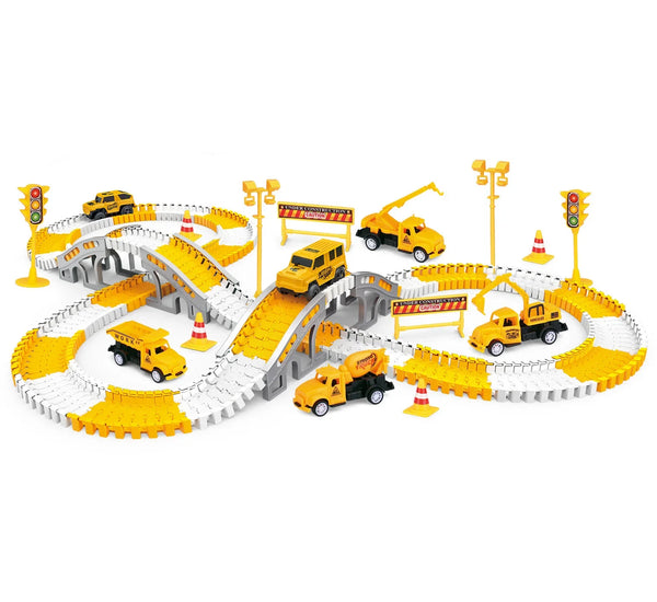 HKM-549203 Electric Track Car Set - Flexible DIY Assembly Track for Mini Trains and Cars, Unisex Educational Toy for Ages 5 and Up