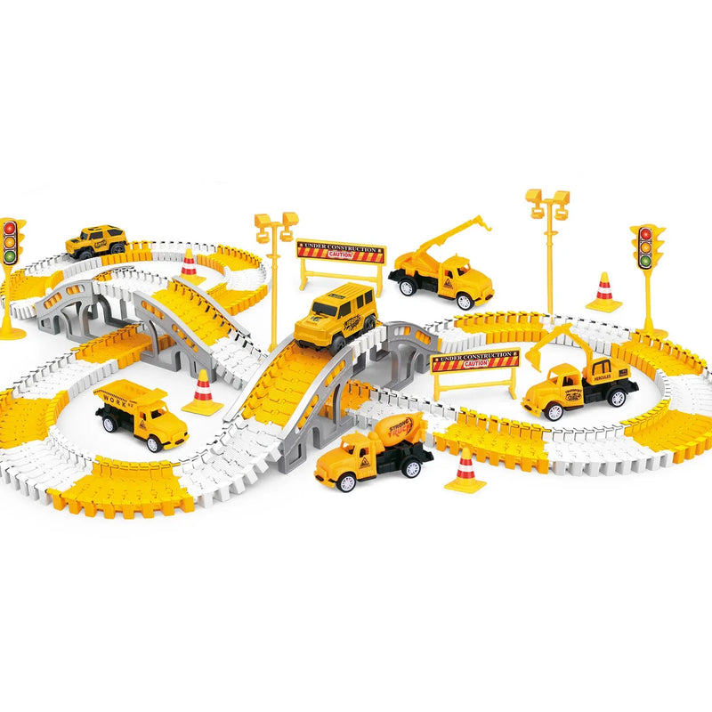 HKM-549203 Electric Track Car Set - Flexible DIY Assembly Track for Mini Trains and Cars, Unisex Educational Toy for Ages 5 and Up