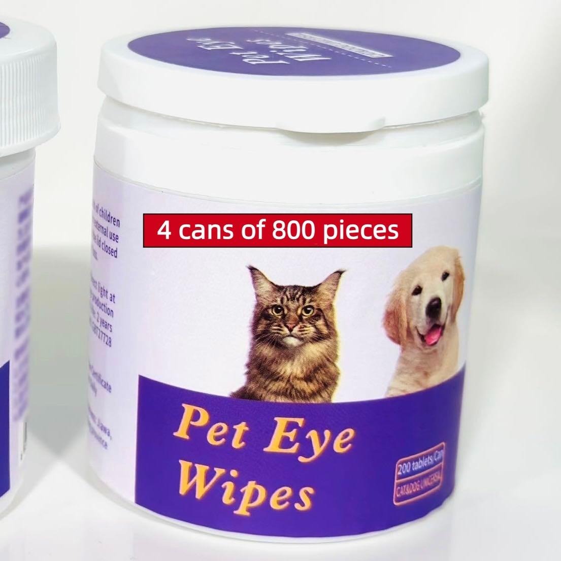 HKM-5494205 Pet Eye Wipes - 200 Count, Tear Stain Remover for Dogs and Cats, Gentle and Hypoallergenic Cleaning Pads