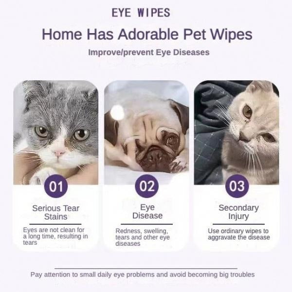 HKM-5494205 Pet Eye Wipes - 200 Count, Tear Stain Remover for Dogs and Cats, Gentle and Hypoallergenic Cleaning Pads