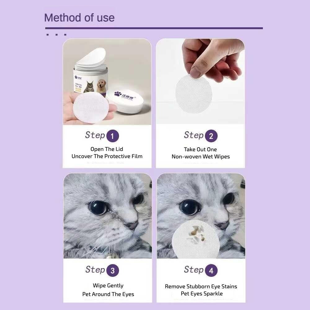 HKM-5494205 Pet Eye Wipes - 200 Count, Tear Stain Remover for Dogs and Cats, Gentle and Hypoallergenic Cleaning Pads
